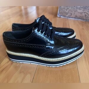 Prada Black Platform Brogues